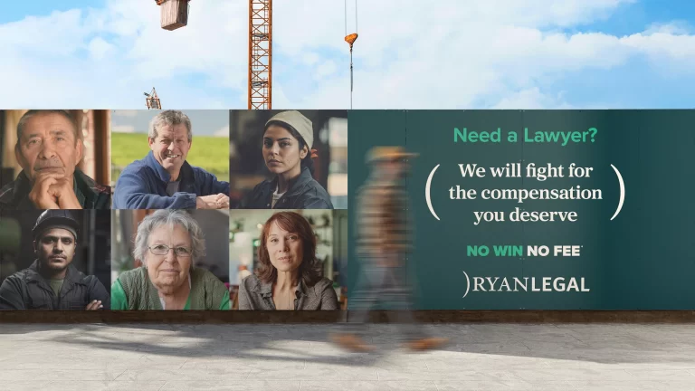 Ryan Legal branding shown on a worksite billboard mockup