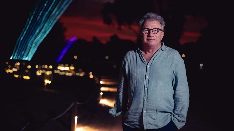 Admedia event photography portrait of artist Bruce Munro at the launch of his Trail of Lights installation in Mildura.